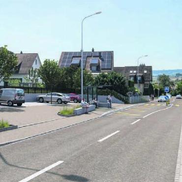 Die Bushäuschen sowie der Parkplatz sollen an der Rottenschwilerstrasse saniert werden. Visualisierung: zg
