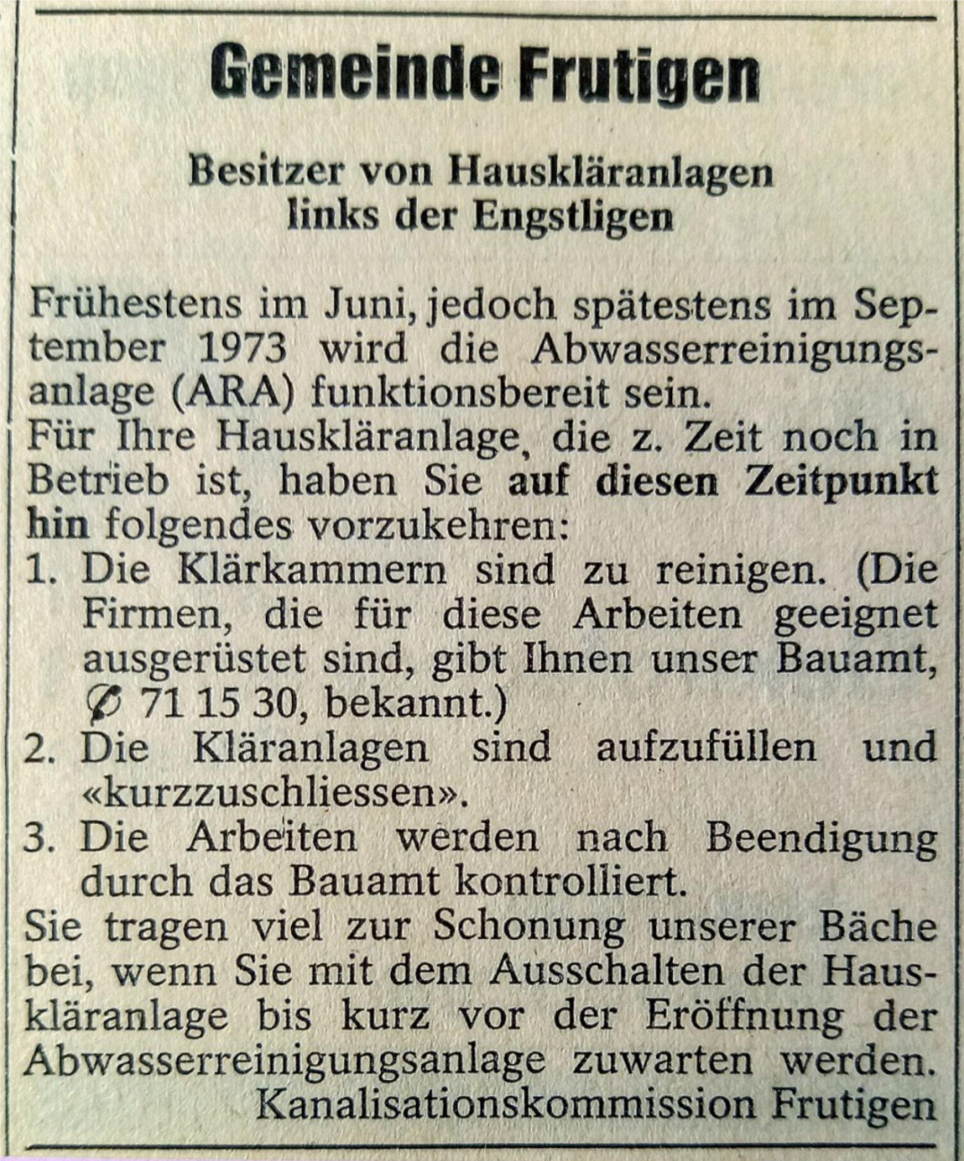 VOR 50 JAHREN - Aufhebung der «Bschüttichäschtli»