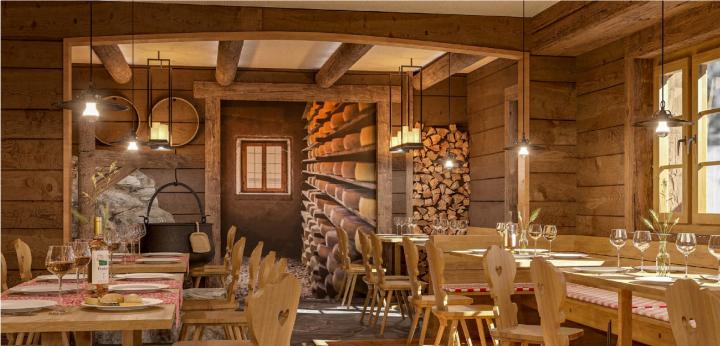 So soll die Raclette-Hütte im Berghaus Bärtschi ab Dezember aussehen. BILD: ZVG