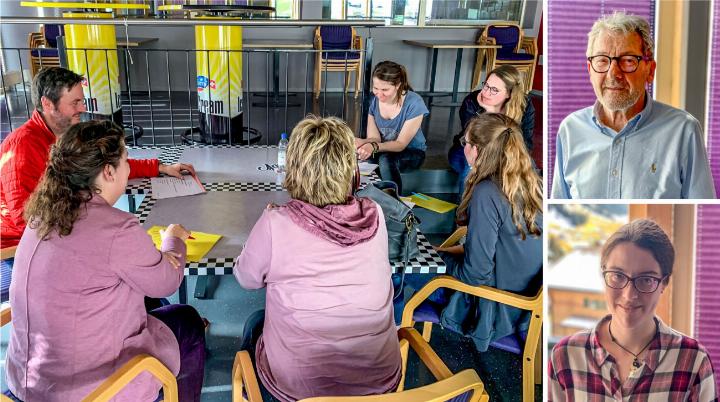 In Kleingruppen tauschten sich die KursteilnehmerInnen über ihre Erfahrungen aus. Touriba-Geschäftsführer Roland Petschen (kleines Bild oben) gab Tipps für barrierefreie Dienstleistungen und die I nformatikerin Vivien Stadler (kleines Bild unten) sprach aus der Perspektive einer Seheingeschränkten. BILDER: BIANCA HÜSING