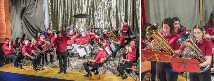 Die Frutiger Blechbläser reihten an ihrem Konzert Höhepunkt an Höhepunkt. Dazu gehörte auch der Solopart der beiden Euphonistinnen Luzia Klopfenstein und Myriam Mazzolani. BILDER: MONYA SCHNEIDER