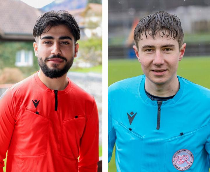 Der FC Frutigen kann mit Hassan Neqo (links) und Joel Zurbrügg gleich zwei neue junge Schiedsrichter stellen. BILDER: MICHAEL SCHINNERLING