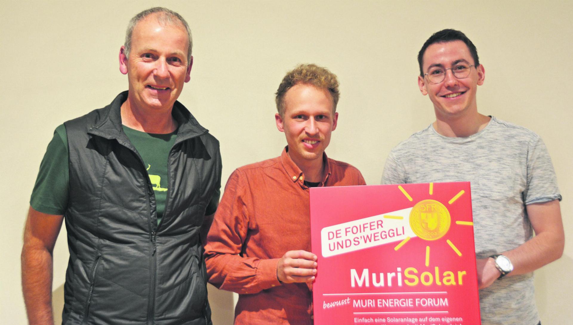 Freuen sich auf die gemeinsame Zusammenarbeit: Stefan Staubli, Präsident, Andreas Leuppi, Geschäftsstelle und Simon Strebel, Foto: zVg Vorstand des Muri Energie Forums (von links).
