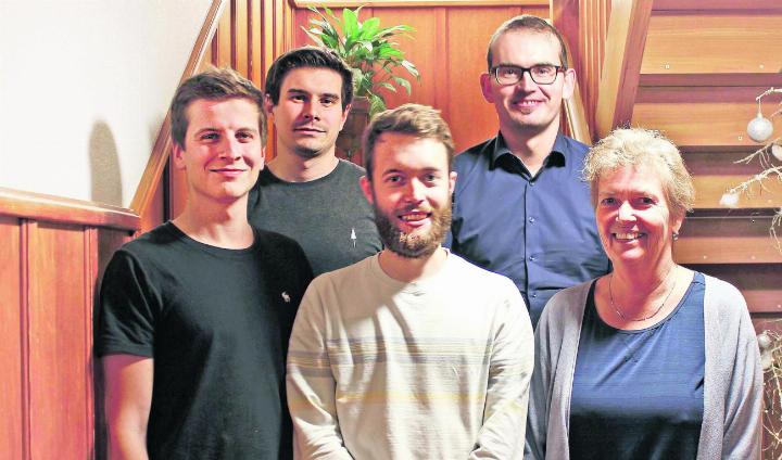 Neue Zusammensetzung Vorstand: David Kreienbühl, Lukas Strebel, Mario Steinger, Benno Rüttimann, Katrin Bischof (von links).