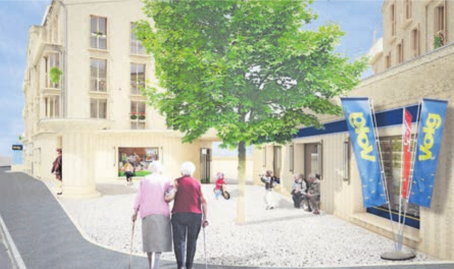 Rechts der Volg-Laden, links das Gesundheitszentrum – so soll das Zentrum aussehen.