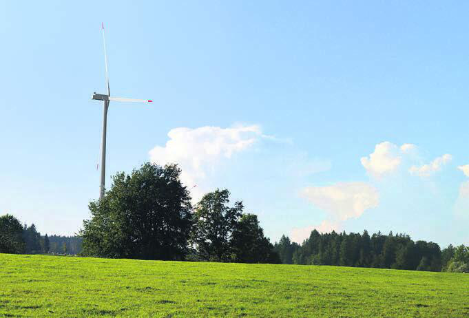 Die Visualisierung zeigt, wie sich die Windkraftanlagen in die Landschaft auf dem Horben einbringen. Bild: zg