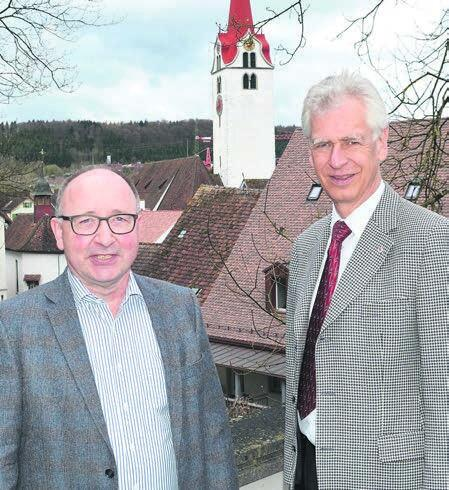 Rechnen mit einem Aufwandüberschuss: Leiter Finanzen Hans Peter Bäni und Stadtammann Raymond Tellenbach. Bild: Archiv