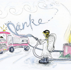 Christkind dankt der Feuerwehr