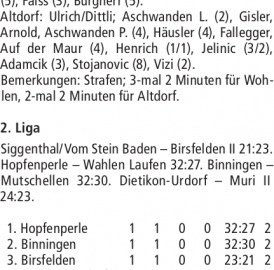RESULTATE HANDBALL