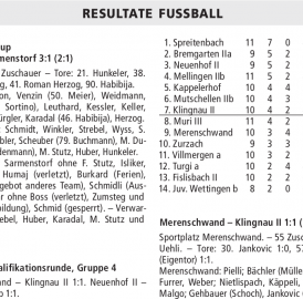 RESULTATE FUSSBALL