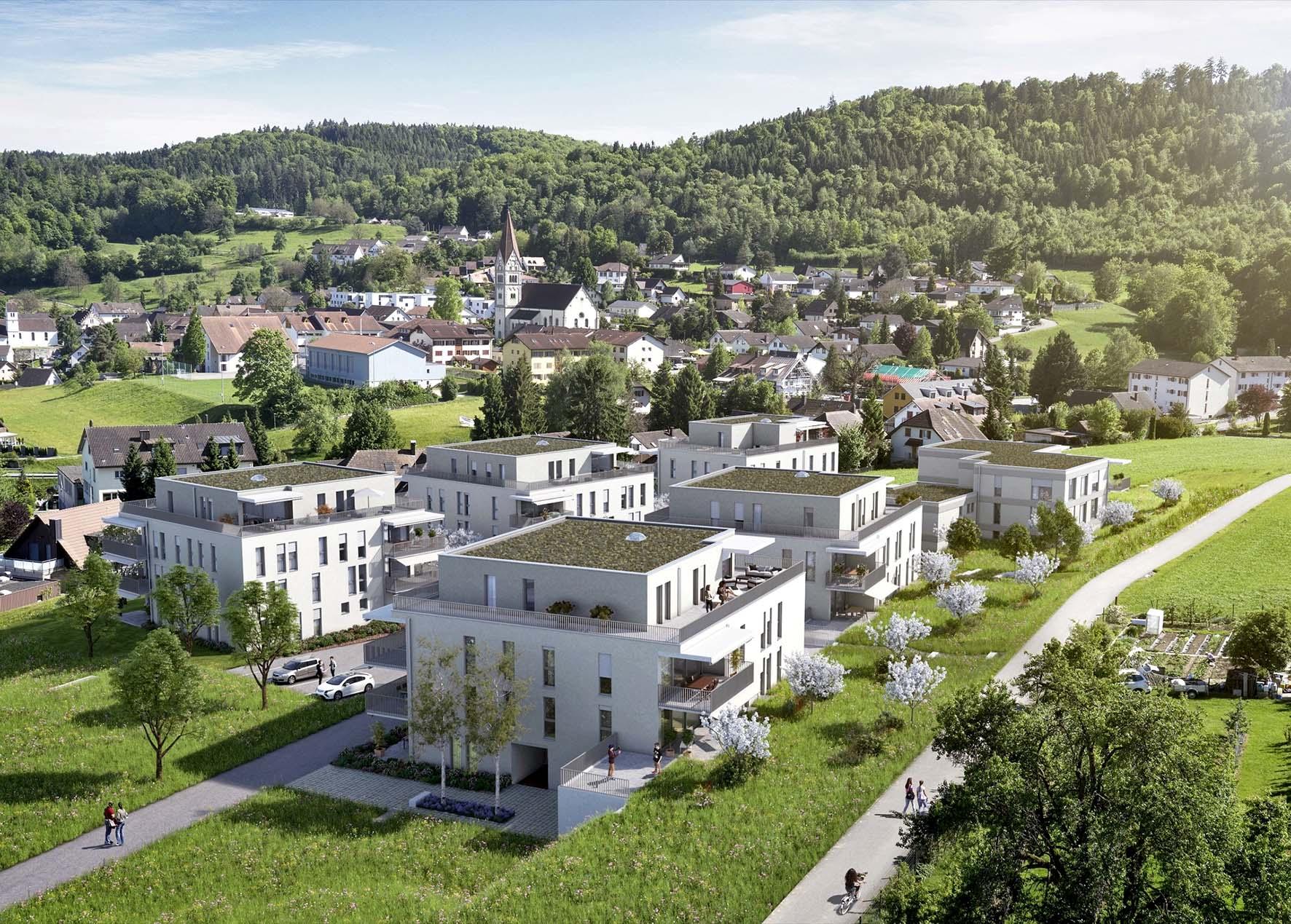 Die geplanten Mehrfamilienhäuser im «Grossfeld» bei Wohlenschwil
