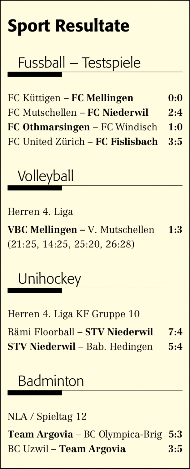 Sport Resultate