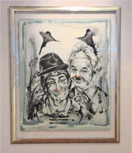 Legendäres Duo: Rolf Knie verewigt sich im Selbstporträt mit Clown Gaston (Häni). Legendäres Duo: Rolf Knie verewigt sich im Selbstporträt mit Clown Gaston (Häni).