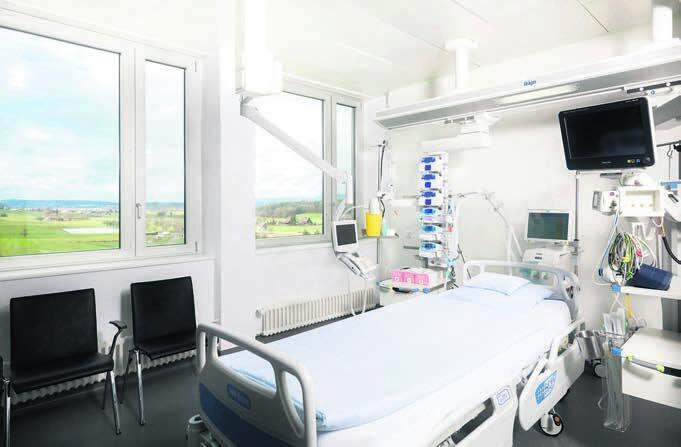 Vier von sechs Betten auf der Intensivstation des Spitals in Muri sind belegt. Bild: pd