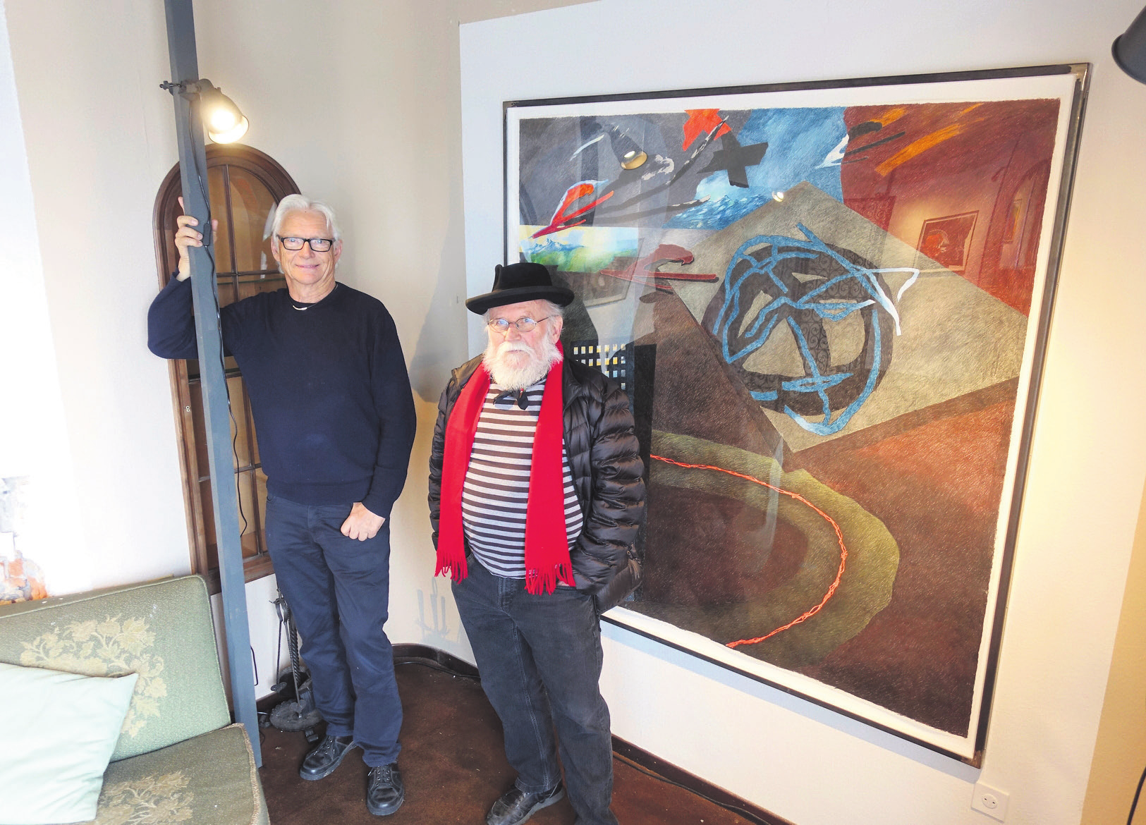 Kurator Ueli Strebel (links) freut sich auf die Ausstellung im Kunsthaus Villa Wild mit Franz Anatol Wyss. Bild: sus