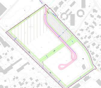 So könnte die künftige Erschliessung aussehen. Rot die Stichstrasse mit dem Wendering in zwei verschiedenen Varianten. Plan: zg